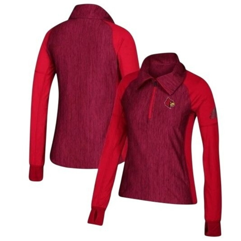 Adidas Louisville Cardinals Pullover Zip Top Red Black Jacket Womens Size Medium